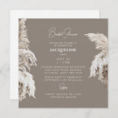 ボヘミアンスタイル ラッシュ ボーホー ニュートラル スクエア ブライダルシャワー 招待状 (正面/裏面)