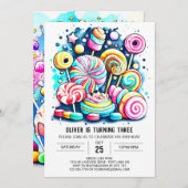 ボヘミアンスプリンクルズスウィートチョコレート誕生日 招待状 (正面/裏面)