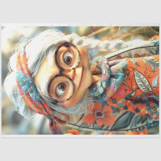 ボヘミアンセージおばあちゃんヒッピーのデコページ 薄葉紙 (正面)