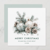 ボヘミアンセージ緑のクリスマスオーナメント企業の シーズンカード (正面/裏面)