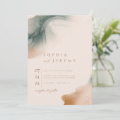 ボヘミアンソフトナチュラルパステルフォトアー結婚チーズ 招待状 (スタンド正面)