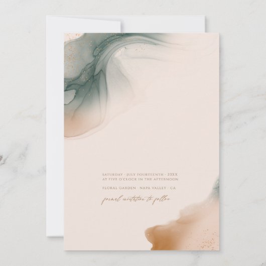 ボヘミアンソフト自然写真アーチ日付を保存 招待状 (裏面)