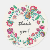 ボヘミアンターコイズフローラ花感謝していリースyou ラウンドシール (正面)