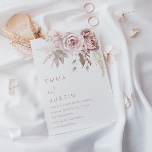 ボヘミアンダスティバラ赤面結婚フローラ 招待状