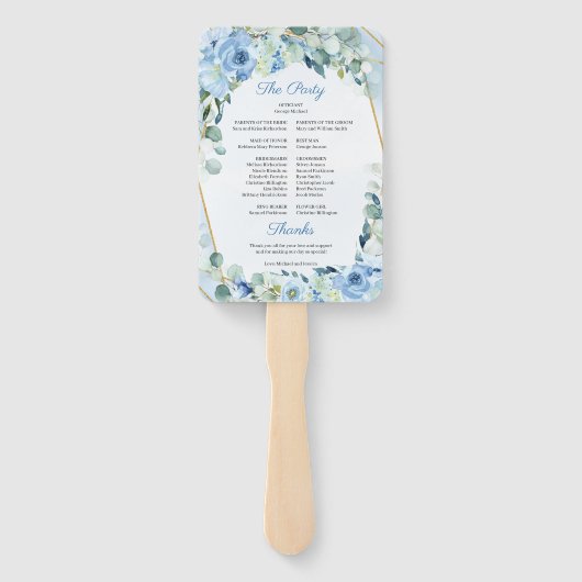 ボヘミアンダスティブルーフローラ金ゴールドフレームプログラム ハンドファン (裏面)