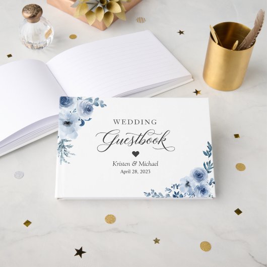 ボヘミアンダスティブルー結婚フローラ ゲストブック (正面見開き)