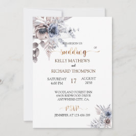 ボヘミアンダスティブルー結婚式招待状 招待状