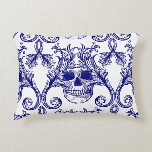 ボヘミアンダマスク、スカルシームレスオーナメント。 アクセントクッション (正面)