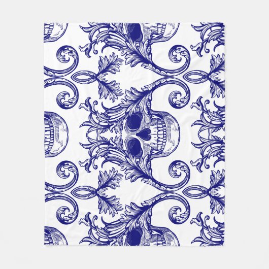 ボヘミアンダマスク、スカルシームレスオーナメント。 フリースブランケット (正面)