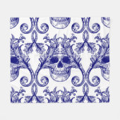 ボヘミアンダマスク、スカルシームレスオーナメント。 フリースブランケット (正面(横))