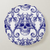 ボヘミアンダマスク、スカルシームレスオーナメント。 ラウンドクッション (裏面)