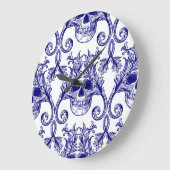 ボヘミアンダマスク、スカルシームレスオーナメント。 ラージ壁時計 (傾斜)