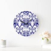 ボヘミアンダマスク、スカルシームレスオーナメント。 ラージ壁時計 (ホーム)