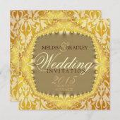 ボヘミアンダマスヴィンテージウェディング招待状 招待状 (正面/裏面)