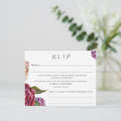 ボヘミアンダークフラワーのカスタマイズされた結婚式の出欠確認カード 出欠カード (スタンド正面)