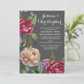 ボヘミアンダークフローラカスタムウェディング招待状 招待状 (スタンド正面)