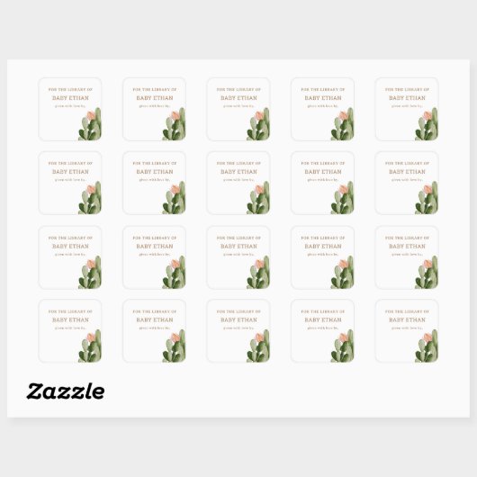 ボヘミアンチェリーカーベイビーシャワーブックライブラリー スクエアシール (シート)