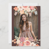 ボヘミアンチックなオレンジ色のペイントが施された秋のスイート16 招待状 (裏面)