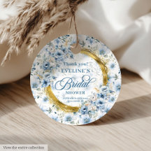 ボヘミアンチックなダスティーブルーのゴールドフラワーブライダルシャワー