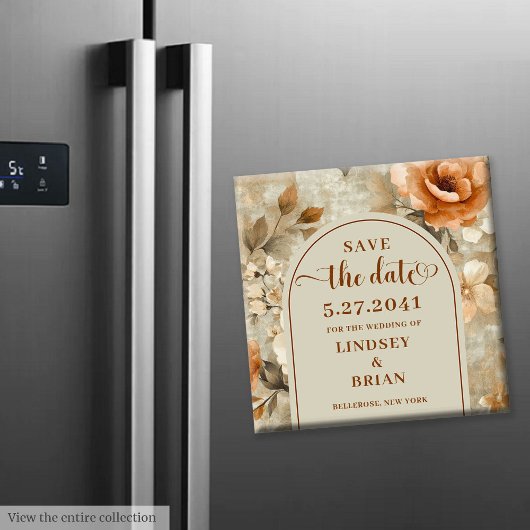 ボヘミアンチックなテラコッタ ベージュ サージュ セイブ・ザ・デート マグネット