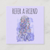 ボヘミアンチックなパープルのウェディングヘアスタイル 水彩フラワーが幻想的 予約カード (正面)