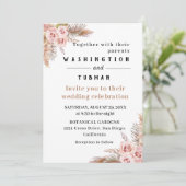 ボヘミアンチックな花のウェディング招待状カード 招待状 (スタンド正面)