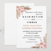 ボヘミアンチックな花のウェディング招待状カード 招待状 (正面/裏面)