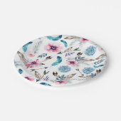 ボヘミアンチックな花柄のボーホーガール ペーパープレート (アングル)