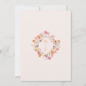 ボヘミアンチックな草原の野の花イニシャル結婚式 招待状 (裏面)