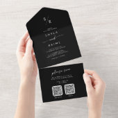 ボヘミアンチック カラー エディタブル デュアル QR コード ウェディング オールインワン招待状 (貼ってはがせる)