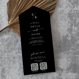 ボヘミアンチック カラー エディタブル デュアル QR コード ウェディング オールインワン招待状