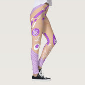 ボヘミアンチンツイラストレーションピーチパープルホワイト レギンス (右)