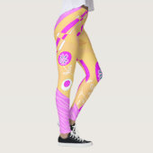 ボヘミアンチンツイラストレーションピーチ明るい赤紫色ホワイト レギンス (右)