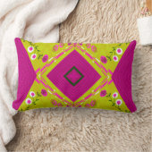 ボヘミアンチンツイラストレーションマスタード明るい赤紫色ケール ランバークッション (ブランケット)