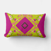 ボヘミアンチンツイラストレーションマスタード明るい赤紫色ケール ランバークッション (正面)