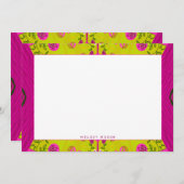 ボヘミアンチンツイラストレーションマスタード明るい赤紫色名 ノートカード (正面/裏面)