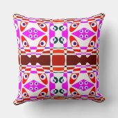 ボヘミアンチンツ40レッド明るい赤紫色ピンク クッション (裏面)
