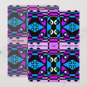 ボヘミアンチンツ48パープルブルーブラッククリスマス シーズンカード (正面/裏面)