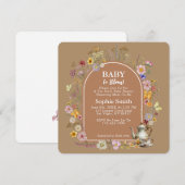 ボヘミアンティーパーティーベイビー イン ブルーム ベイビーシャワー 招待状 (正面/裏面)