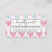 ボヘミアンティール(緑がかった色)ピンクビーズドリームキャッチャーシェブロン ロイヤリティカード (正面)