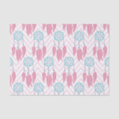 ボヘミアンティール(緑がかった色)ピンクビーズドリームキャッチャーシェブロン 薄葉紙 (正面)