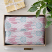 ボヘミアンティール(緑がかった色)ピンクビーズドリームキャッチャーシェブロン 薄葉紙 (ギフト)