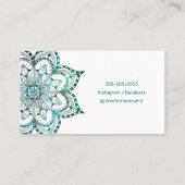 ボヘミアンティール(緑がかった色)マンダラLMT 名刺 (裏面)