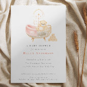 ボヘミアンテディベア水カラー中性ベビーシャワー 招待状