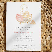 ボヘミアンテディベア水カラー中性ベビーシャワー 招待状