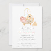 ボヘミアンテディベア水カラー中性ベビーシャワー 招待状 (正面)