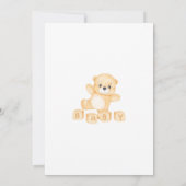 ボヘミアンテディベア水カラー中性ベビーシャワー 招待状 (裏面)