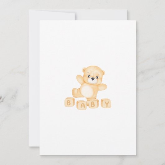 ボヘミアンテディベア水カラー中性ベビーシャワー 招待状 (裏面)