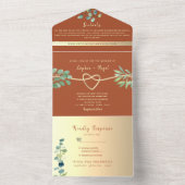 ボヘミアンテラコッタとグリーンのオールインワンウェディング招待状 オールインワン招待状 (内側)