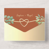 ボヘミアンテラコッタとグリーンのオールインワンウェディング招待状 オールインワン招待状 (裏面)